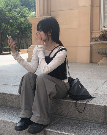 Denny Pintuck Wide Cotton Pants